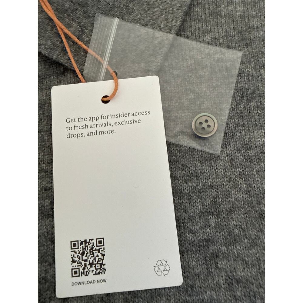 Quince 100% Mongolian Cashmere Polo Sweater Heather Gray Large - Picture 5 of 7
